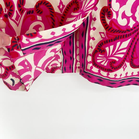 MANGO Printed Lapels Shirt Double Breasted Blouse Fuchsia Pink size 4 - Picture 11 of 13